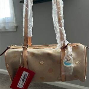 Dooney & Bourke Beige Polka Dot Shoulder Bag